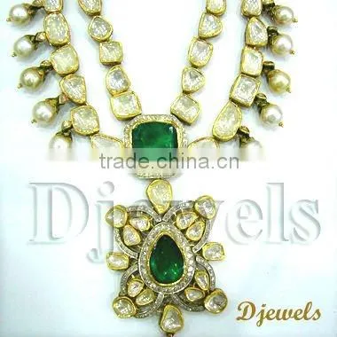 Kundan Polki Necklace Sets, Polki Meena Necklace Sets, Polki Jewelry