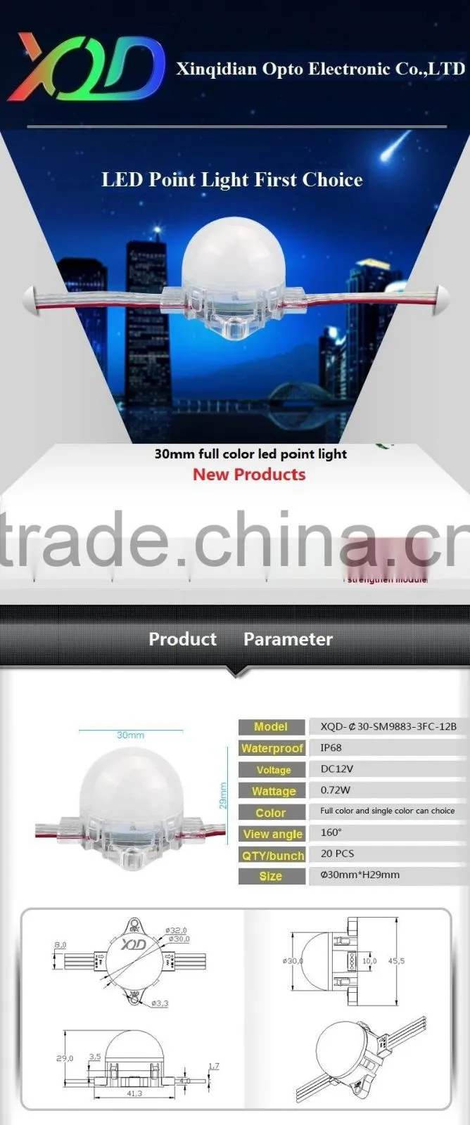 30mm DC12v rgb led pixel lights ws 2811