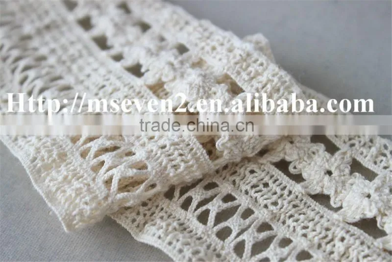 high quality design lace in 7.2cm 100% cotton embroidery running yardage for sale