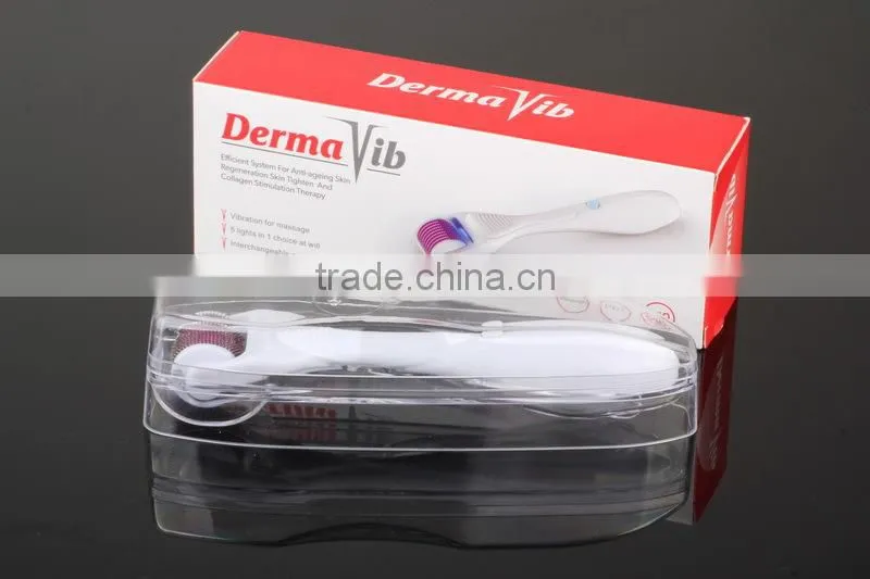 Multi-Color Led Vibration Massage Derma Roller with replaceable roller tip