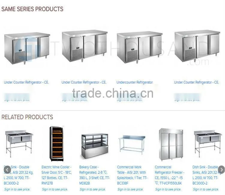 Counter Top Freezer, Under Counter Refrigerator Freezer with CE Approved, 260 L