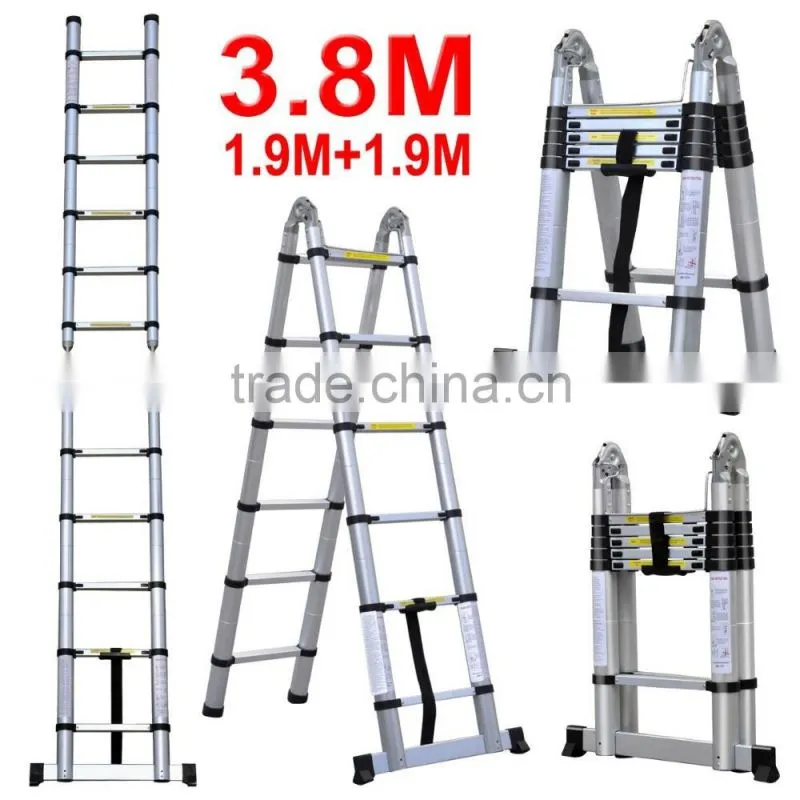 New type 3.8m multi-purpose aluminum telescopic aluminum ladder /folding ladder EN131 standard