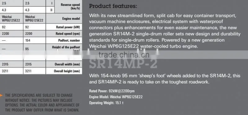 SR14M-2 Price Road Roller Compactor 14tons - Mechanical SHANTUI Compactor for Sale