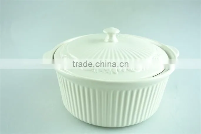 white round porcelain tureen, stock cheap ceamice tureen with lid,double ears tureens