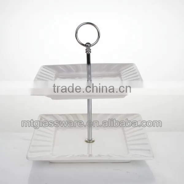 3 tiers white wedding porcelain ceramic cup cakes stand