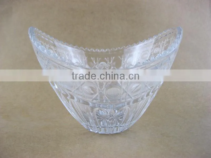 glass fruit bowl boat shape glass bowl