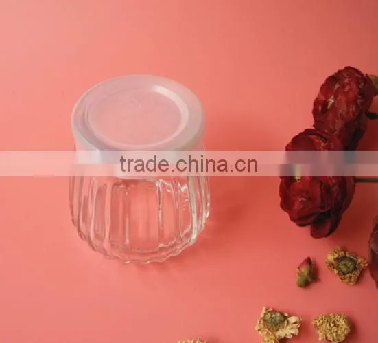 china supplier vertical stripe glass yogurt bottle with handle