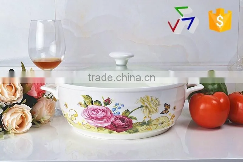 10" porcelain microwave pot with glas lid