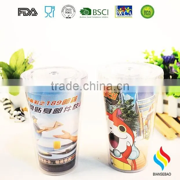 customized logo AS plastic tumbler with straw for promotional