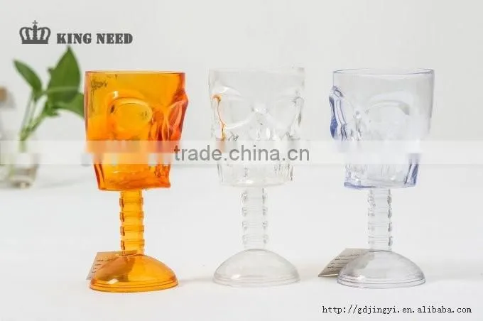 Halloween plastic 350ml LED light skull mugs cup for party decoration
