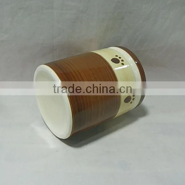 Column Brown Ceramic Dog Treat Jar