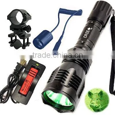 brightest white/red/green CREE LED hunting flashlight with laser pointer
