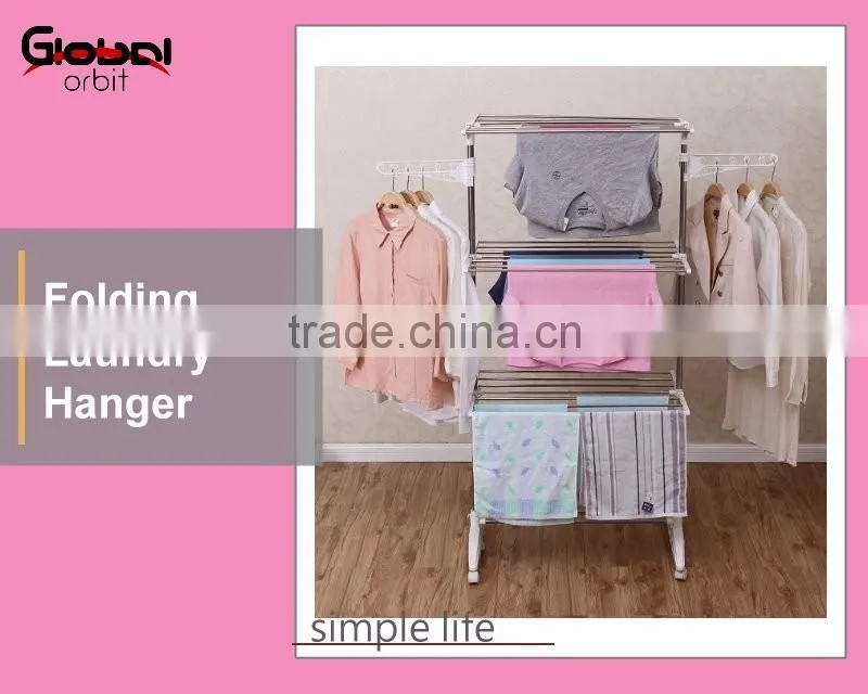 Heavy Duty Movable Garment Hanging Rail Stand Extendable Clothes Drying Rack