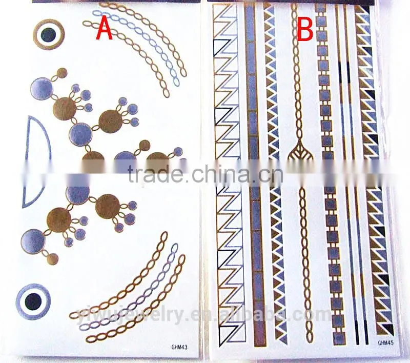 2016 New Design China Tattoo For Hands Custom Glitter Temporary Tattoo Sticker