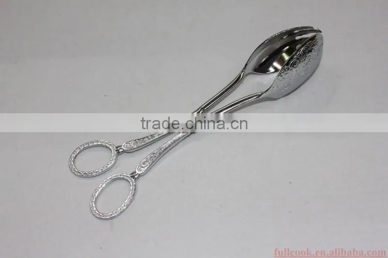 Deluxe food tong w/golden and silver