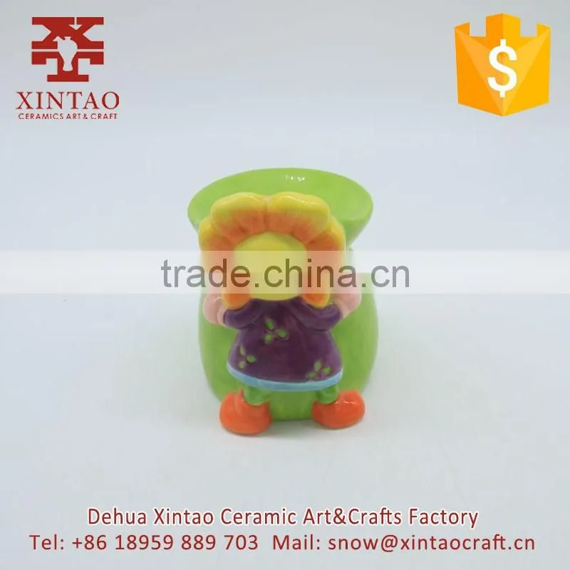 Factory made sunflower embossed design ceramic Incense burner