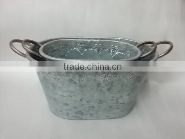 2016 New grey/white wash Metal/tin flower planter pots