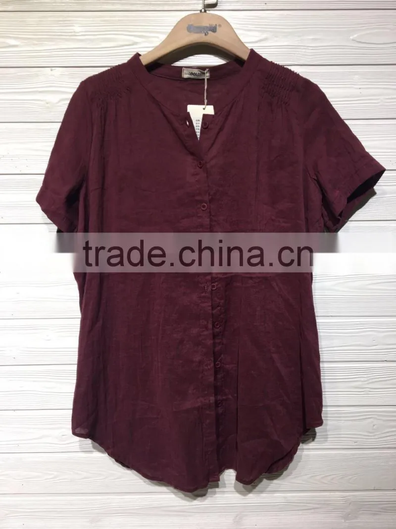 GZY summer casual stock cotton blouse