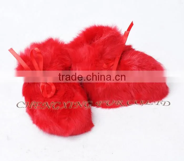 CX-SHOES-07C European Genuine Rabbit Fur Baby Shoes