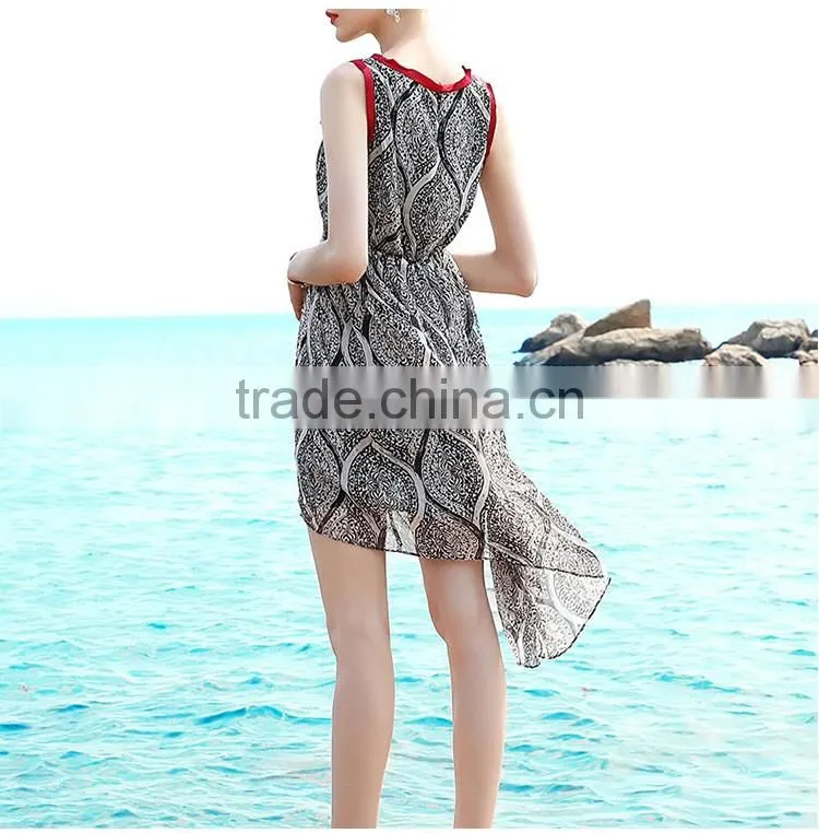 Maxnegio long dress chiffon new style irregular hem chiffon beach dress
