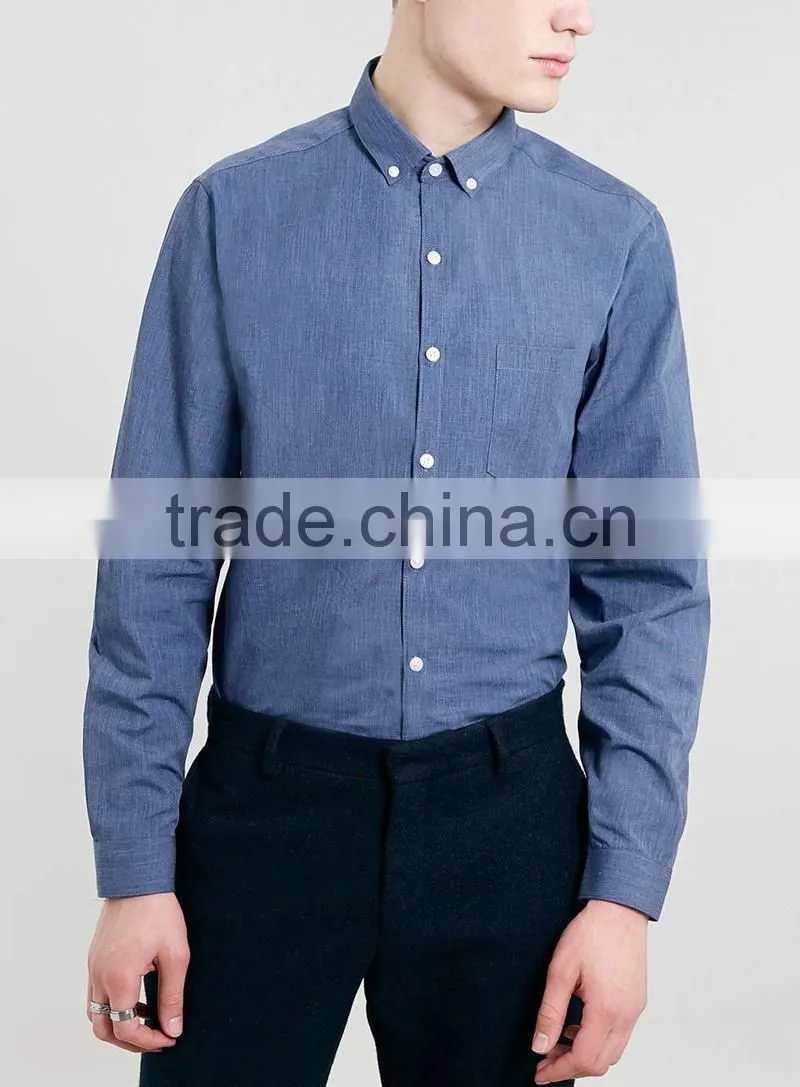 100% cotton Blue Marl Long Sleeve Smart Shirt