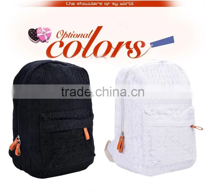 Women Lace Cute Backpack Tote Handbag Black white backpack