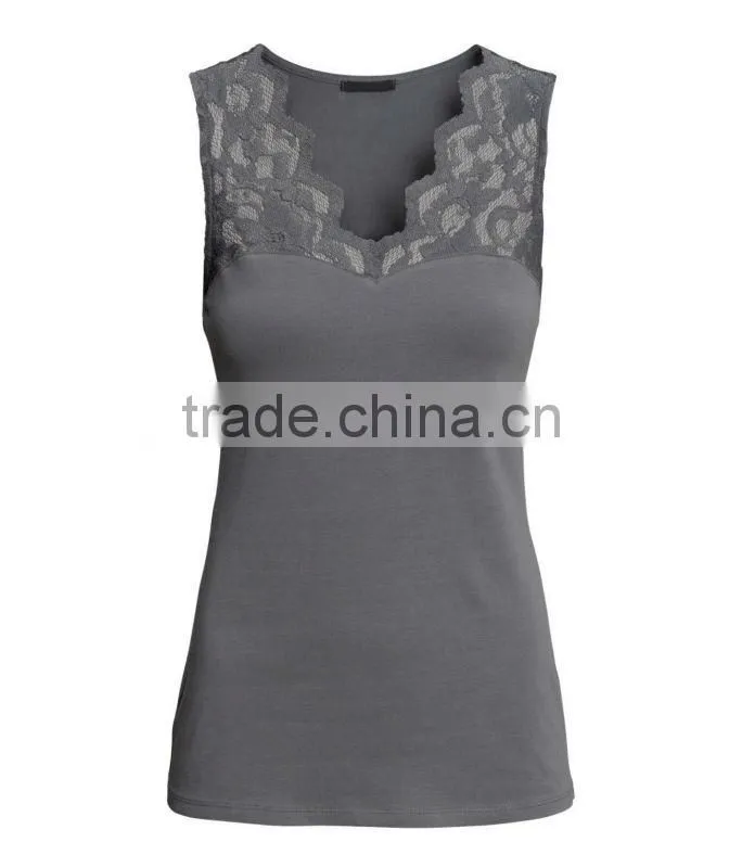 Jersey Tank Top with Lace