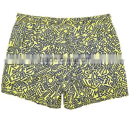 Factory custom 100% cotton wholesale athletic shorts with abstract print acid wash