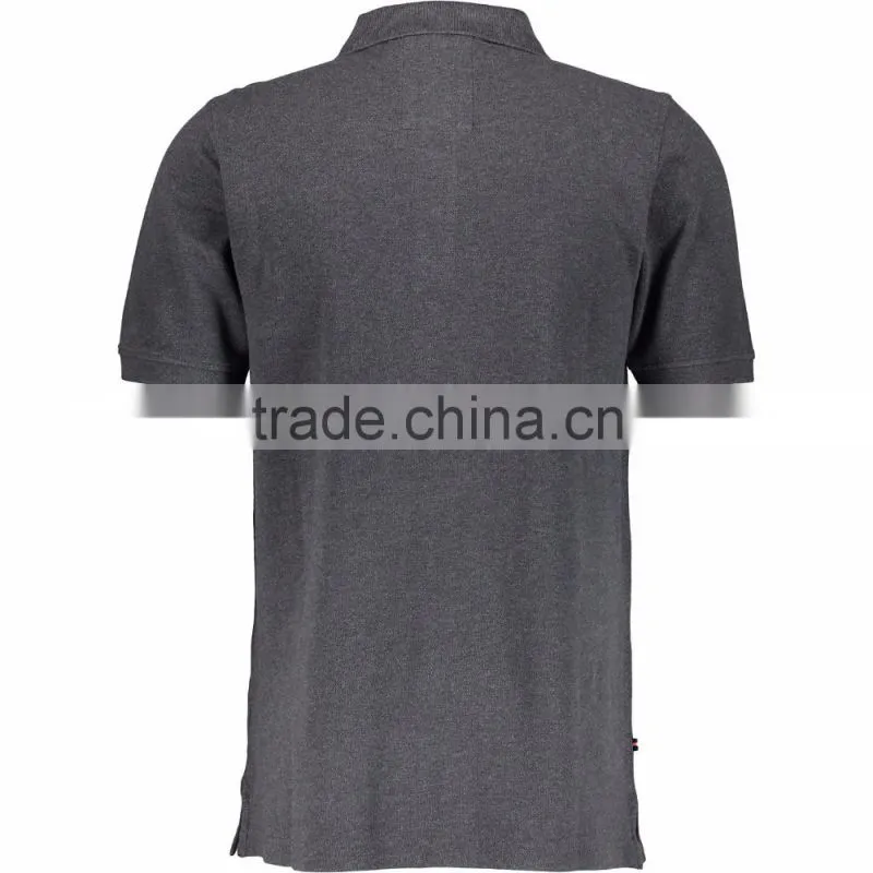 Mens Premium Quality Grey Blank Cotton Polo Shirt with Contrast Buttons
