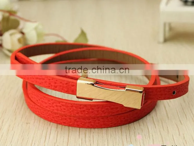 2012 New Design Fashion women decorative PU belt, 10 colors candy color fashion belt for women wholesale and retail