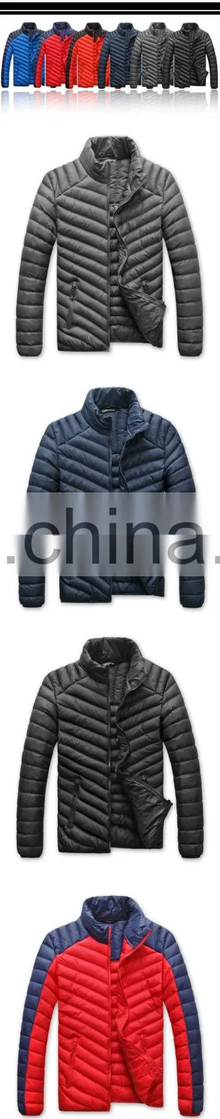 Male Warm Sports Wear Costumes Winter Coat Thin Down Jacket