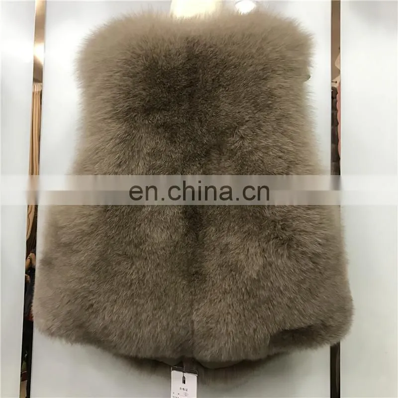 2017 New Jiaxing Winter Warm Fsahion Long Women Fox Fur Vest Real Fox Fur Coat