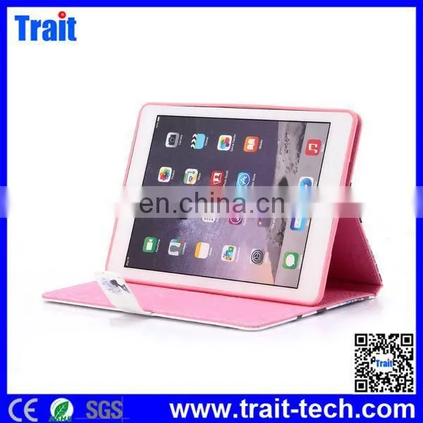 China New Design Popular Wallet Style Diamond Studded Magnetic Buckle Stand for ipad air 2 leather case wholesale
