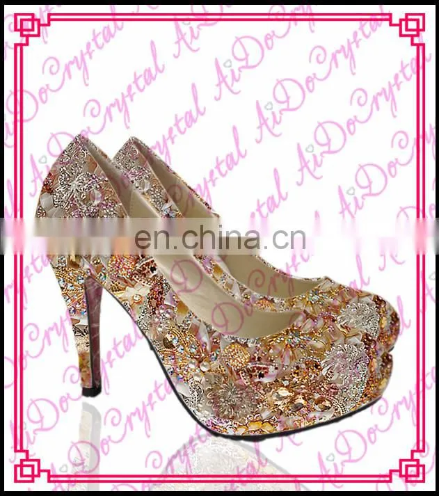 Aidocrystal handmade big flower pattern white shinny women's clutch handbag and matching shoes