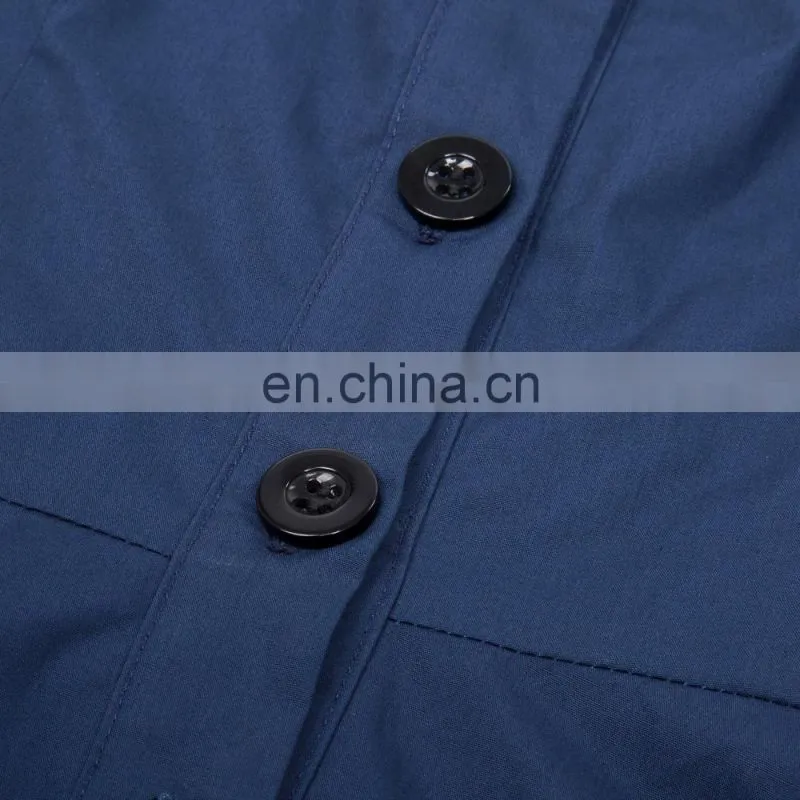 Belle Poque Victorian Style Long Sleeve Shirt Collar Contrast Color Navy Swing Retro Vintage Dress BP000366-3