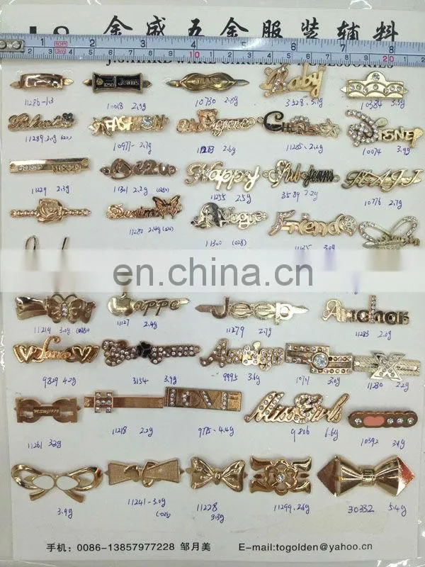 Fashion clothing metal label accesories sew on or pin on or nail on clothing bags or shoes