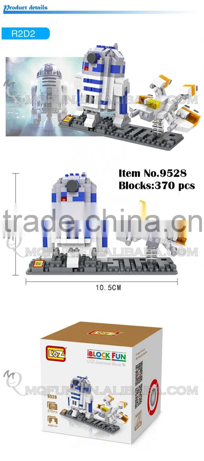 Mini Qute LOZ kawaii Star War R2D2 robot Yoda X-Wing Starfighter Darth Vader plastic building blocks brick model educational toy