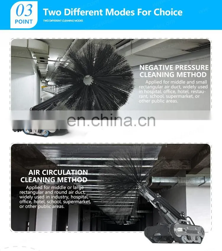Ventilation duct cleaning robot rotary brush stainless steel pipe duct cleaning machine