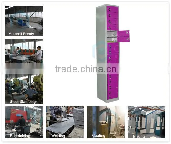 Multifunction light colored 16 door locker cell phone charging station lockers for sale