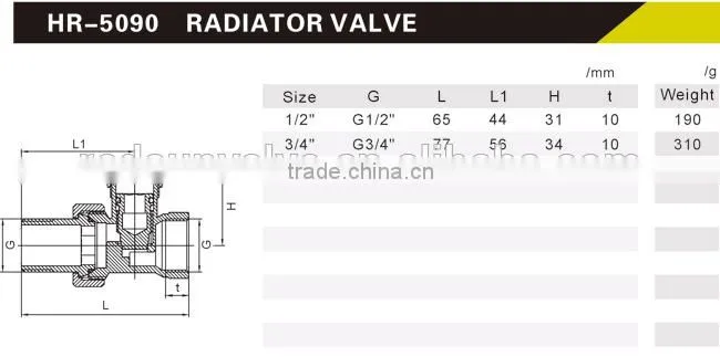 HR5090 brass drain angle chrome radiation valve