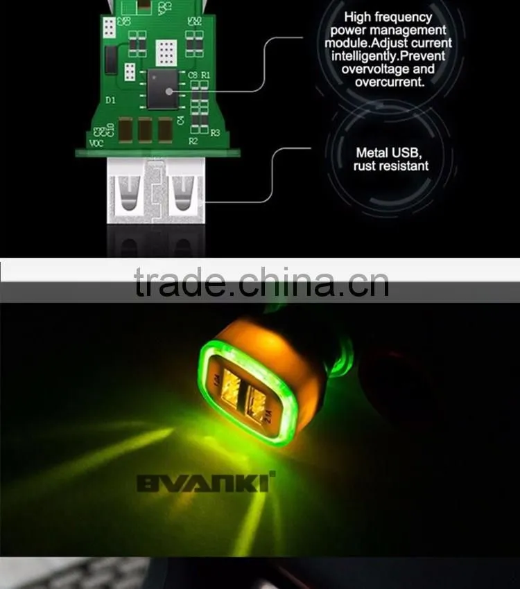High Quality Brilliant 5V 2.1A Universal 2 port car charger input 12V 24V Car Battery Charger LED dual usb car charger with LED