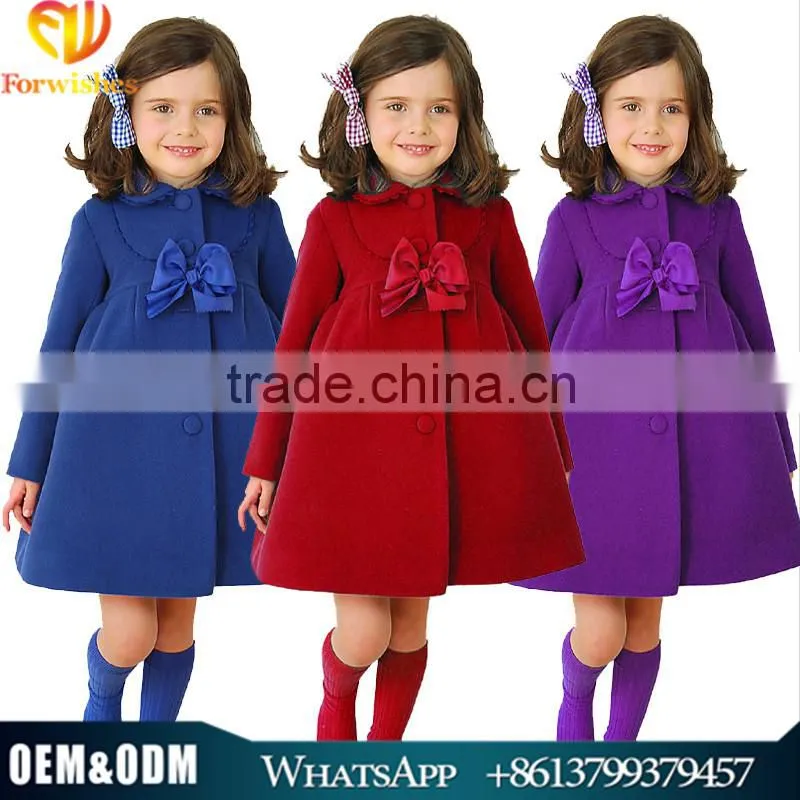 Fashion Vintage Girls Pea Coat Little Girls Winter Wool Hooded Classic Coat