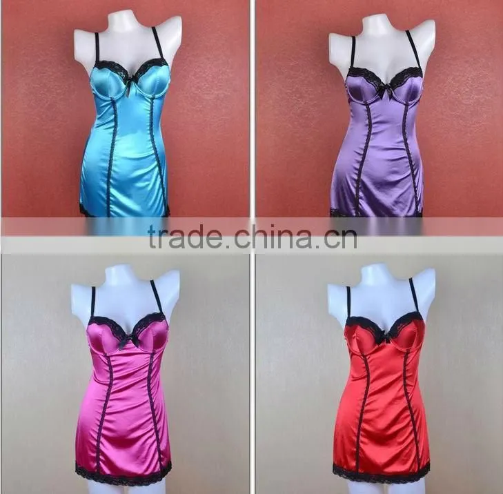 Newest very sexy hot elastic satin lingerie babydoll 5058