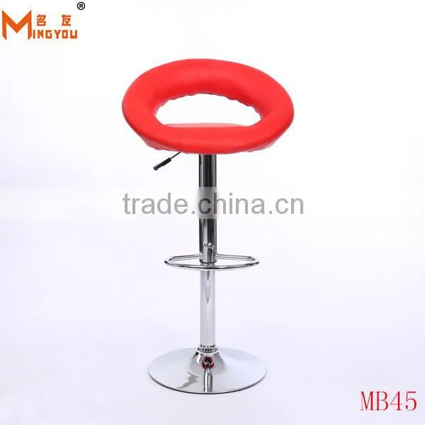 blue pu leather chrome finished swivel bar chairs