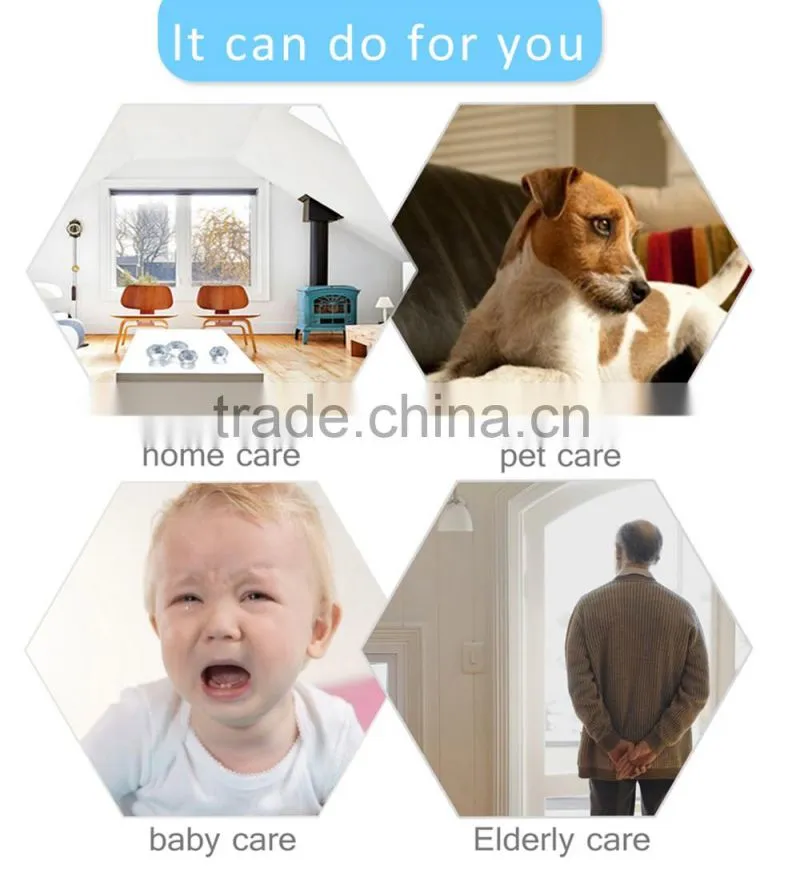 Plug and play alarm push motion detector with night vision hd 720p p2p wifi ip camera
