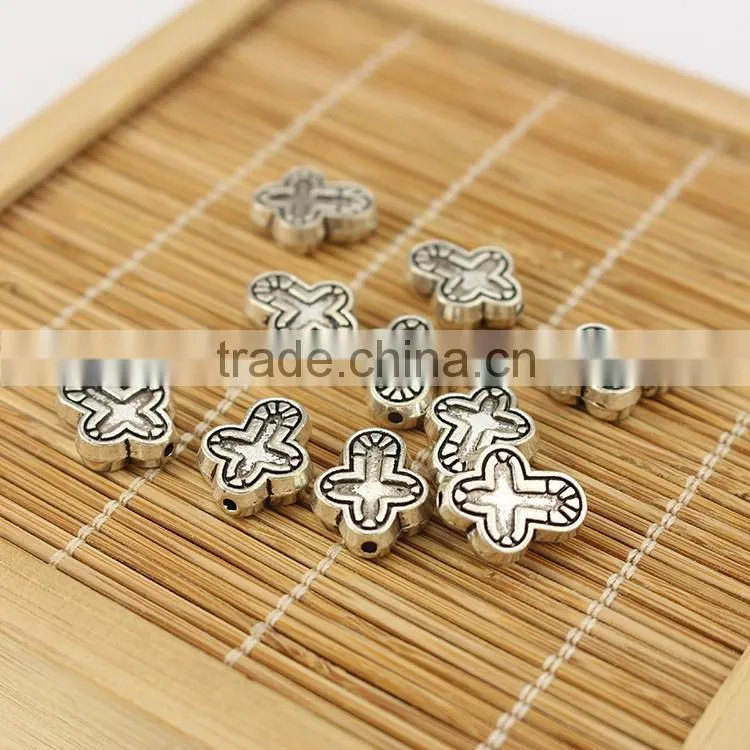 JS1176 Small Antique Silver Metal Cross Beads