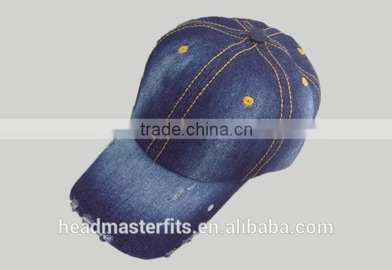 Wholesale 6 Panel Brand Blank Denim Hat Plain Denim Baseball Cap