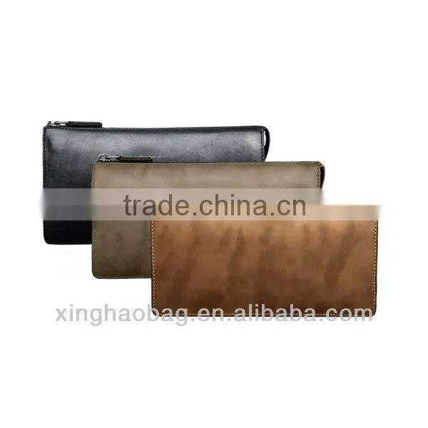 Full grain leather men handbags and purses with wrist