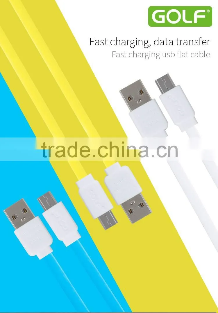 GOLF fast charging USB flat cable for android phone quick charge and data noodle micro cable for android device