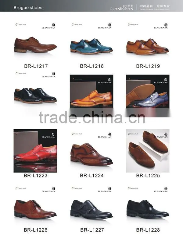 Elegant Italian calf leather derby design brown men dress leather shoes